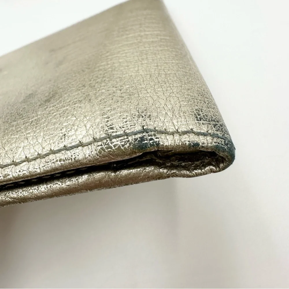 D&G Dolce Gabbana Metallic Gold Bifold Leather Wallet - Picture 9 of 16